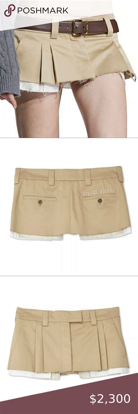 miu miu tan skirt|miuccia miu skirt.